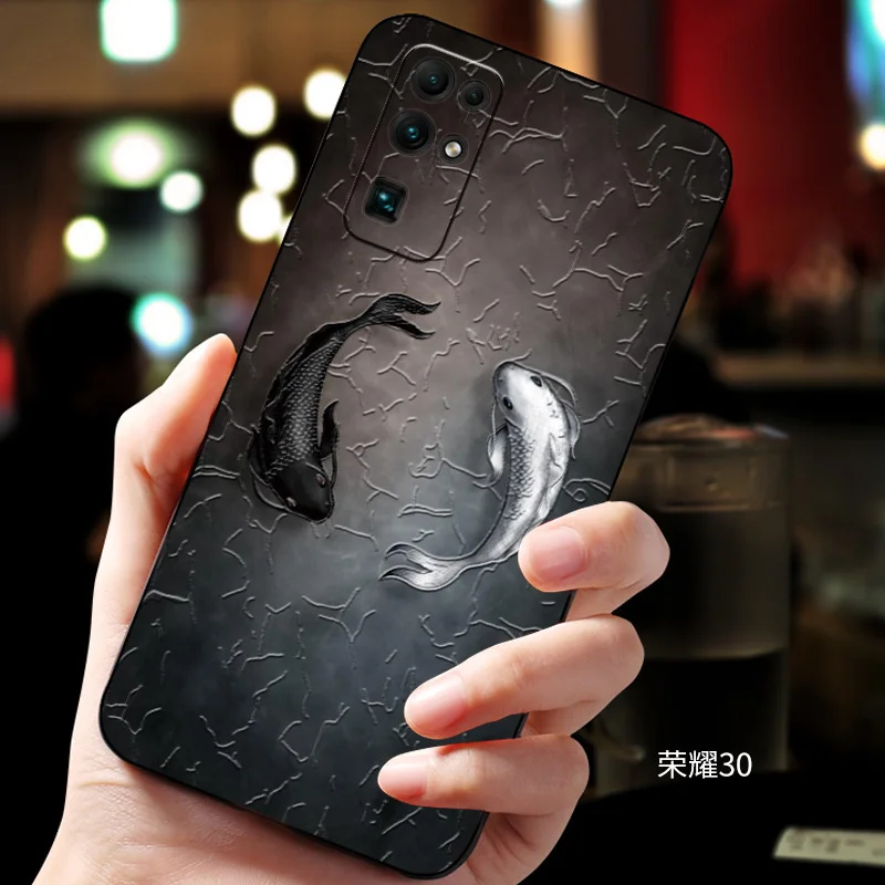 Рельефный винтажный Чехол Honor30 в Восточном китайском и японском стиле для Huawei Honor