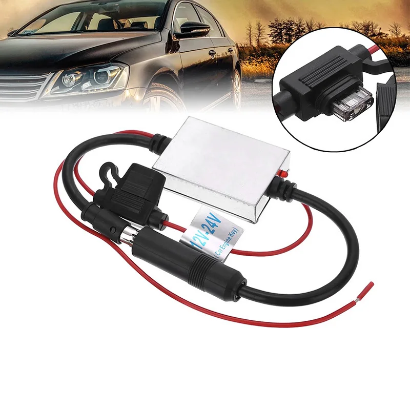 

1Pc FM Signal Amplifier Anti-Interference Car Antenna Radio FM Booster 88-108Mhz for Car Exterior Parts