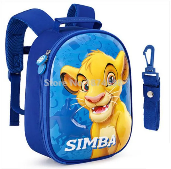 Blue Рюкзак с 3D изображением короля льва Simba для мальчиков, с защитой от потери яичной скорлупы, Детский рюкзак, школьная сумка с сумкой вожжи-ходунки - Цвет: Blue