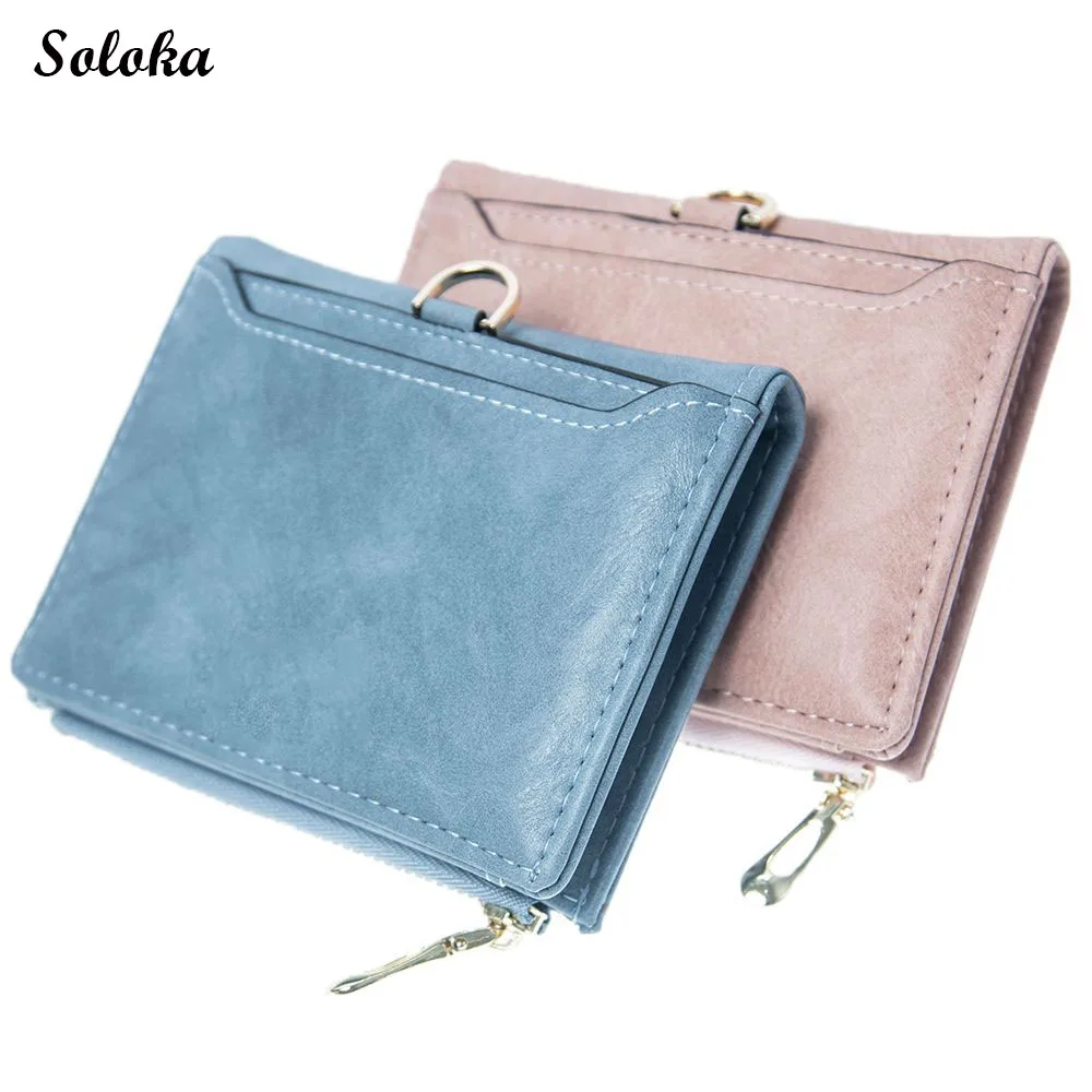 

Fashion Vintage High Quality Clutch Leather Zipper Coin Bag Money Pocket Credit Card Purses Short Small Luxury Wallets for Women