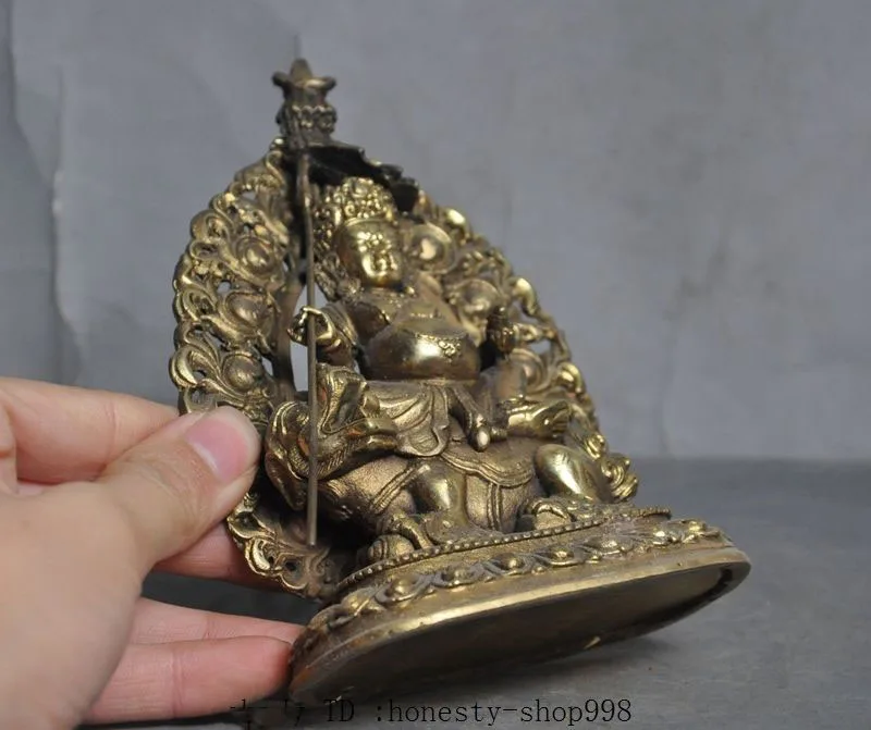 

wedding decoration old Tibet Buddhism Bronze gilt Ride beast Mahakala Wrathful Deity Buddha Statue