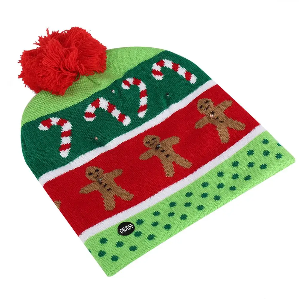 Рождественская зеленая шапочка карамельный тростник с шариком вязаная шапка для