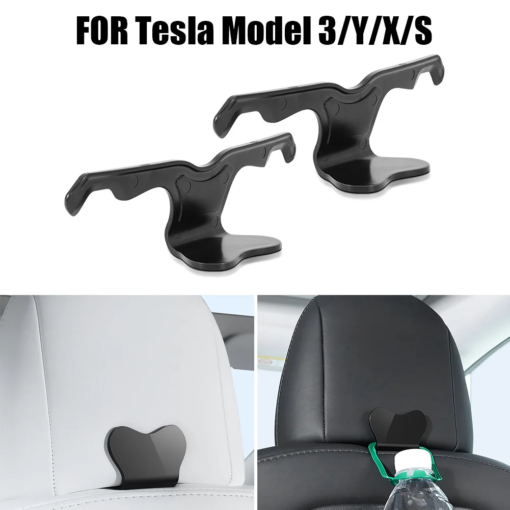 

2pcs Car Headrest Back Seat Hook Hanger Vehicle Organizer Holder for Handbags Purses Coats Grocery Bag for Tesla Model 3/Y/X/S