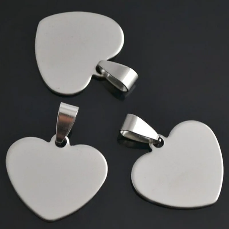 100 шт./лот идентификационные бирки из нержавеющей стали в форме сердца для