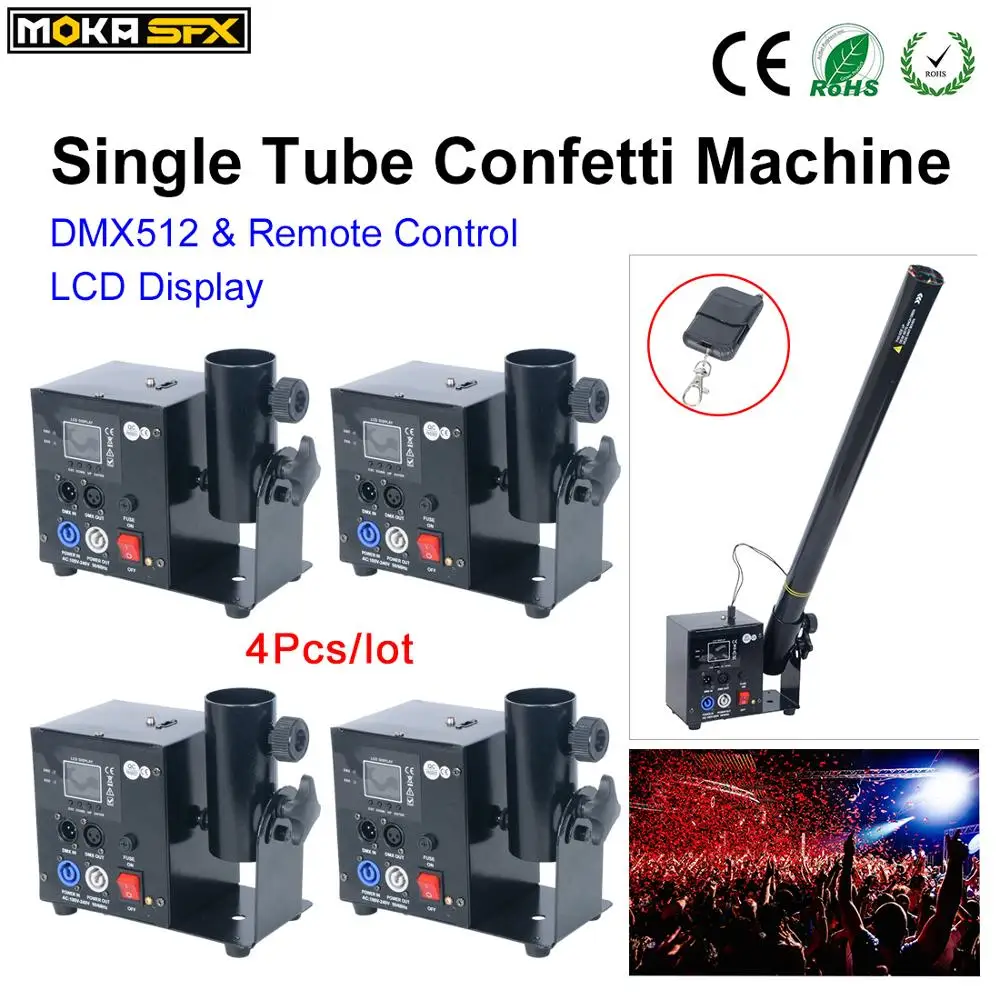 

4 Pcs/lot Single Nuzzle one head Cannon Confetti Machine DMX Control confetti shot for wedding Disco Party Effects DJ equipment