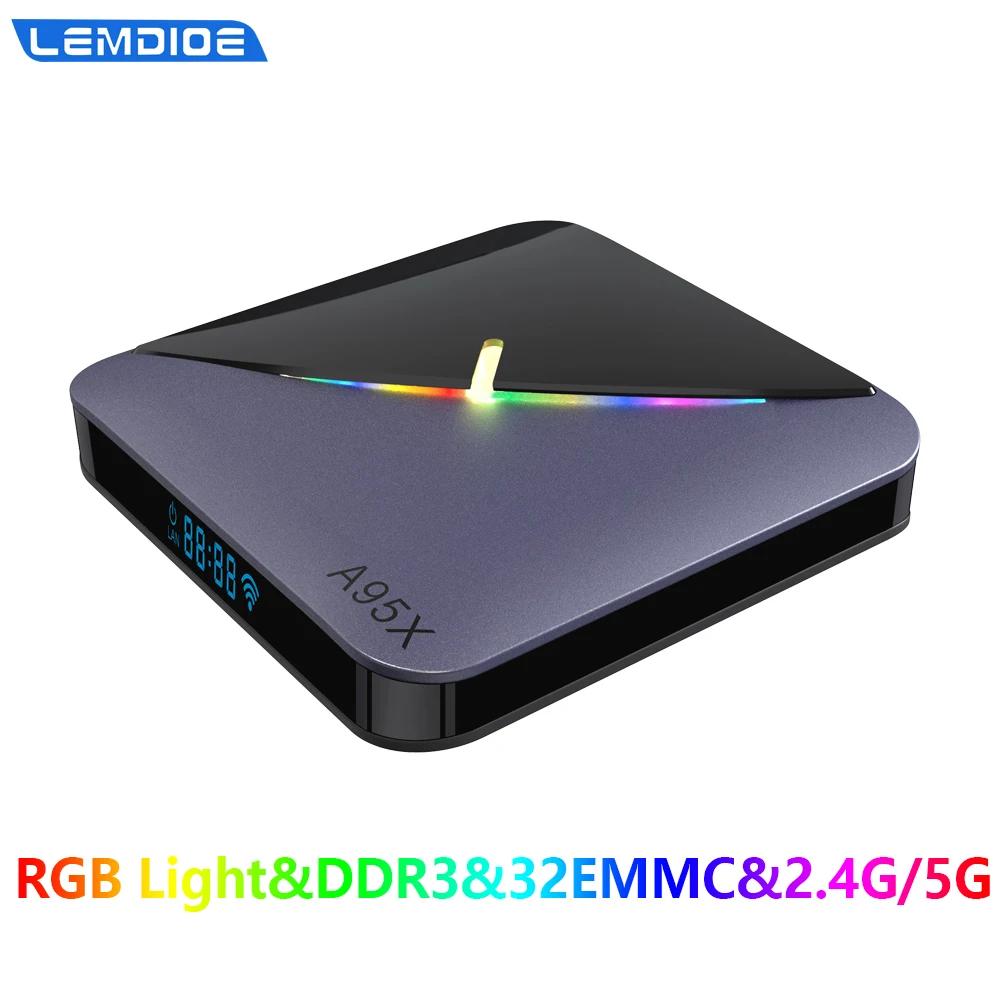 LEMDIOE A95X F3 RGB светильник ТВ приставка Android 9 0 4 Гб 64 ГБ 32 S905X3 Amlogic Wifi BT YouTube 1080P 2G 16G