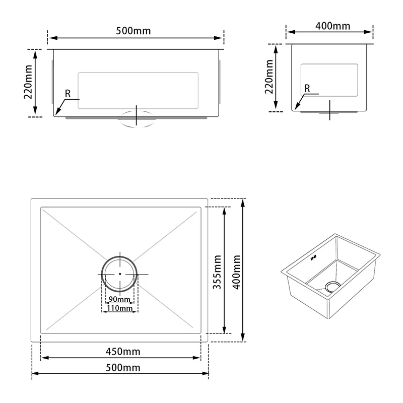 ROVOGO с одной чашей кухонная раковина из нержавеющей стали ручная работа бар или