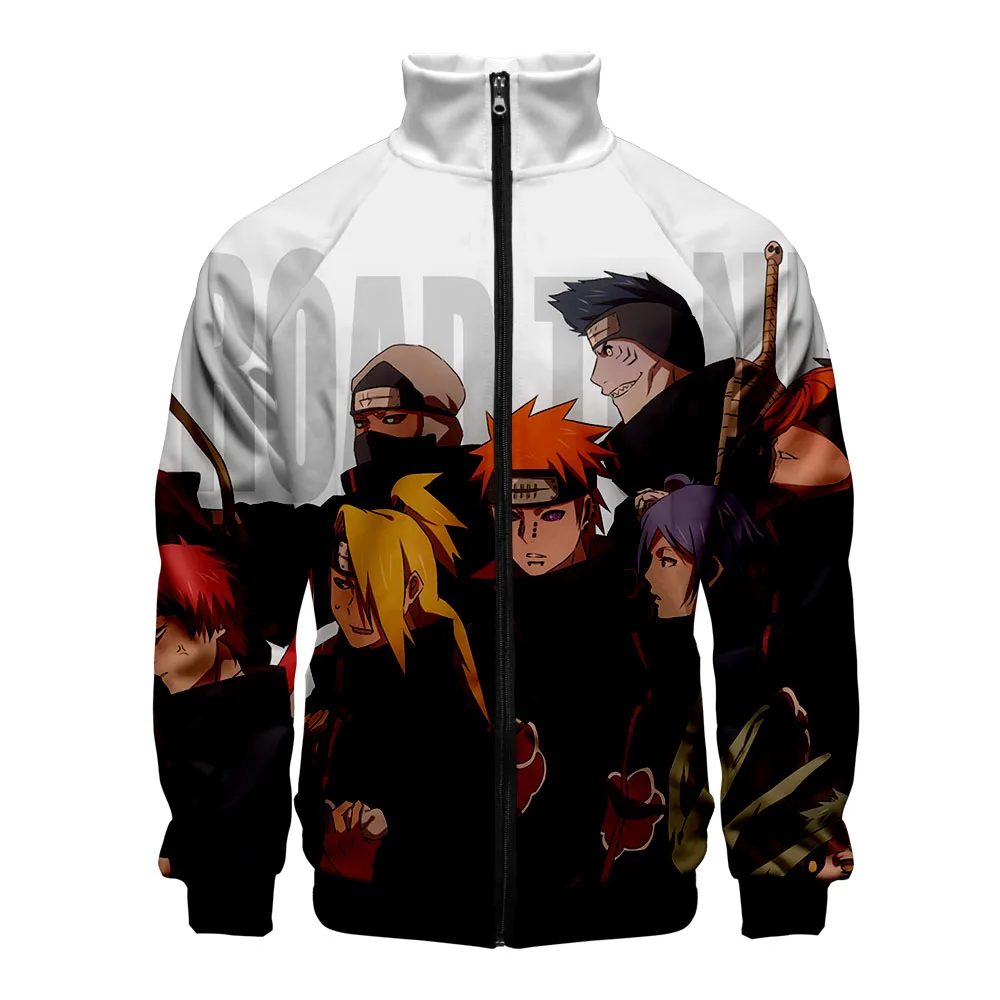 Harajuku Naruto zipper jacket Men/women 3D Uzumaki Uchiha Sasuke Stand Collar Sweatshirt Spring Autumn Anime Cardigan | Мужская одежда