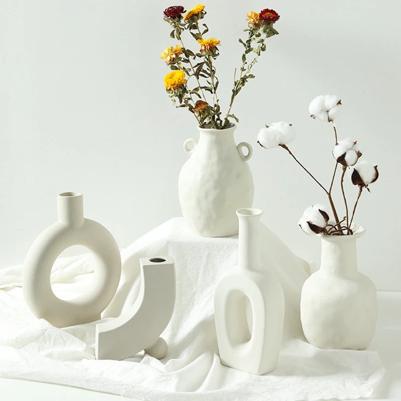 Nordic Ins Ceramic Vase Home Decoration Ornaments Minimalist Decor Crafts Vegetarian Table Flower Pot Art Vases Gifts Wholesale
