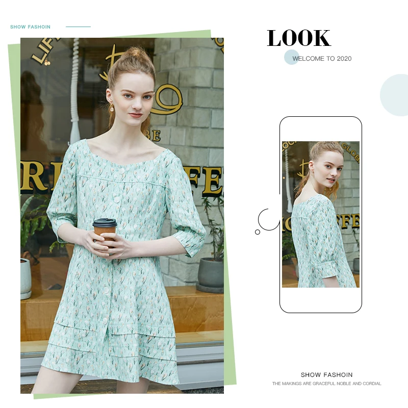 

Vero Moda Women Vintage Cotton Floral Print French 3/4 Sleeves A-line Dress | 32016Z525