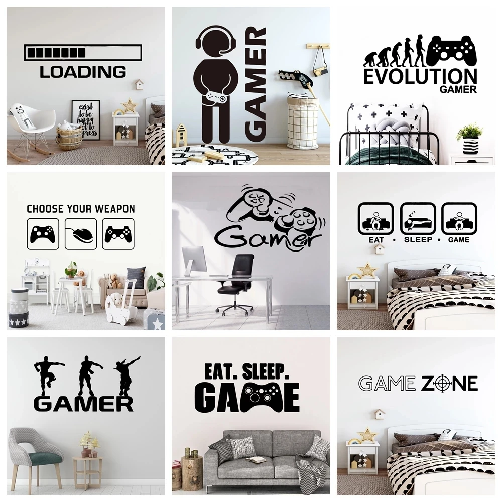 Create Gamer Wall Sticker Vinyl Mural Wallpaper For Kids Boys Room Decoration Decals Ps4 Gaming Poster Decor Door Stickers