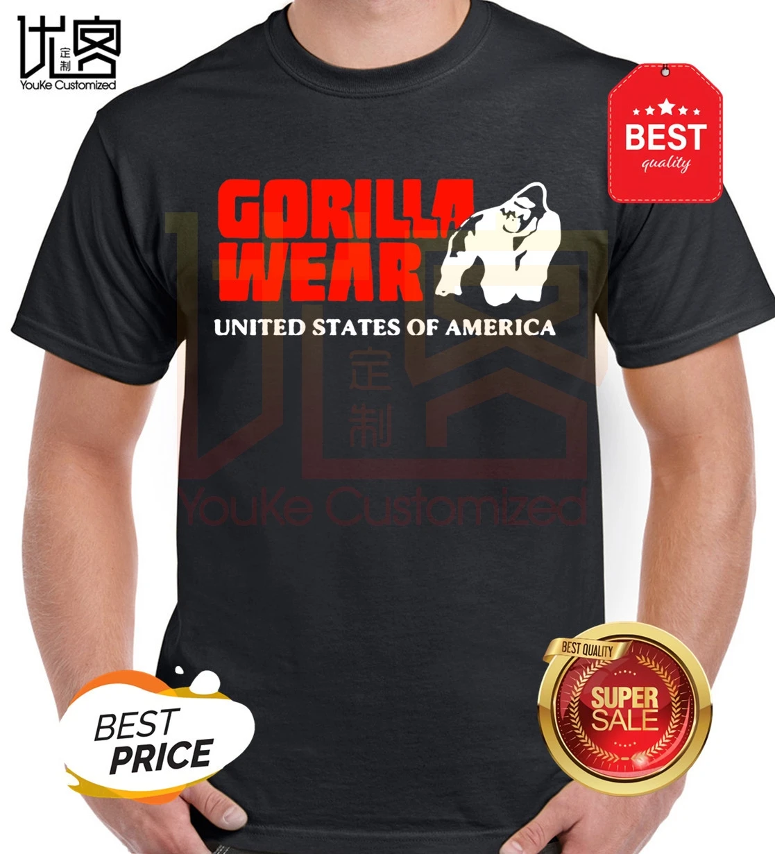 Мужская и Женская Повседневная Gorilla одежда мышцы США Футболка Блузка классная