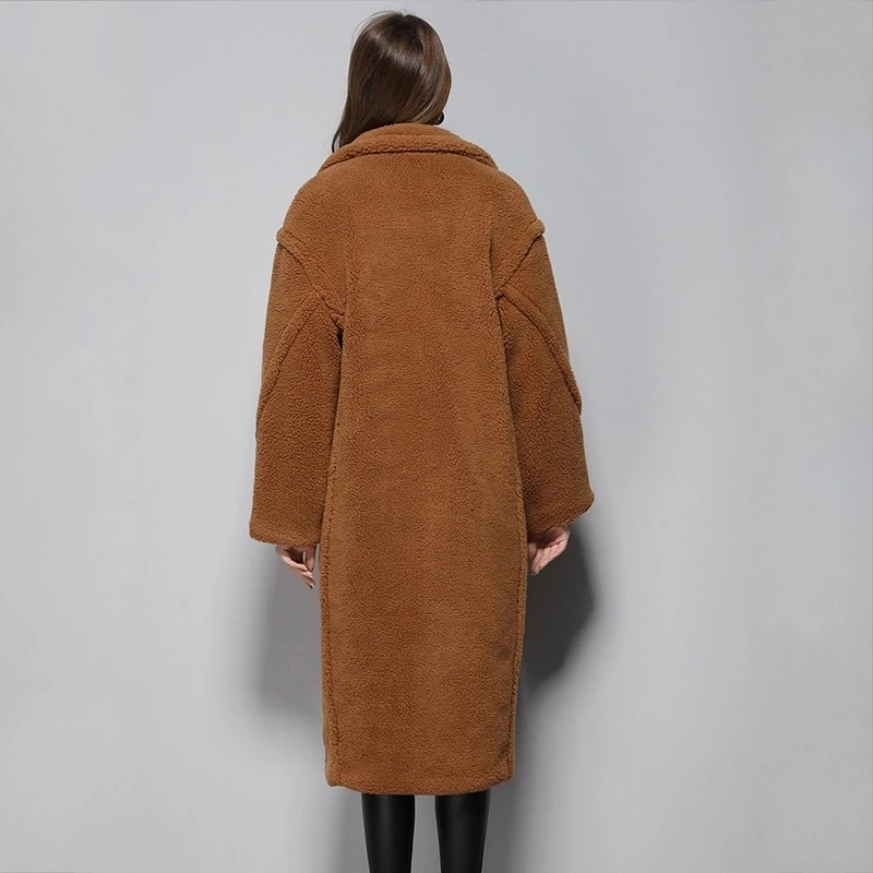 Новое зимнее женское Шерстяное Пальто свободного покроя Повседневная Длинная