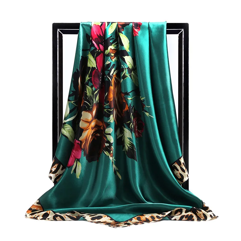 

2021 Luxury Brand New Style 90*90cm Silk Kerchief Silk Silk Scarves Scarf Women Fashion Soft Headscarf winter infinity