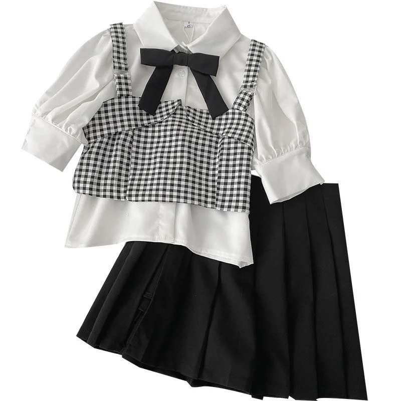 

Suit Summer New Korean Women's Fashion Versatile Small Sling Shirt High Waist Pleated Skirt Two Piece Set / One Piece 2021