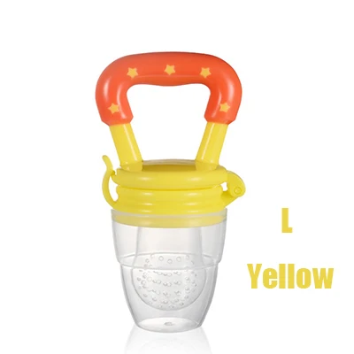 Yellow L Обучающая ручка для кормления бутылочка, силиконовый инструмент для кормления ребенка, соска для кормления ребенка, устройство для кормления, фруктовая свежая еда, Детская соска для кормления - Цвет: Yellow L