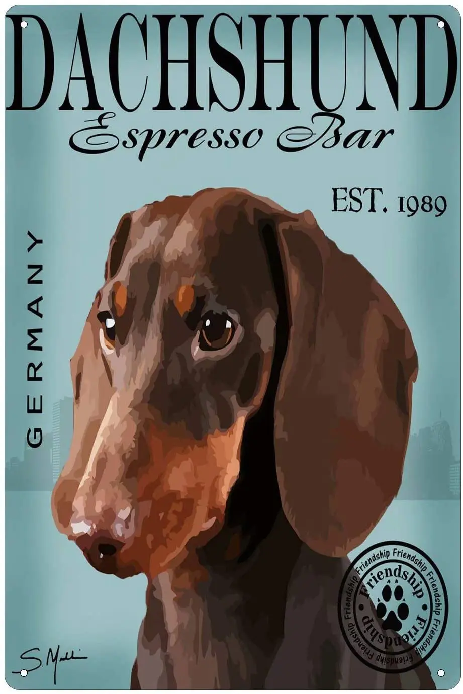 

Funny Dog Metal Tin Sign, Dachshund Spresso Bar Wall Decor Retro Bar Pub Diner Cafe Home Bathroom and Room Art Poster Iron