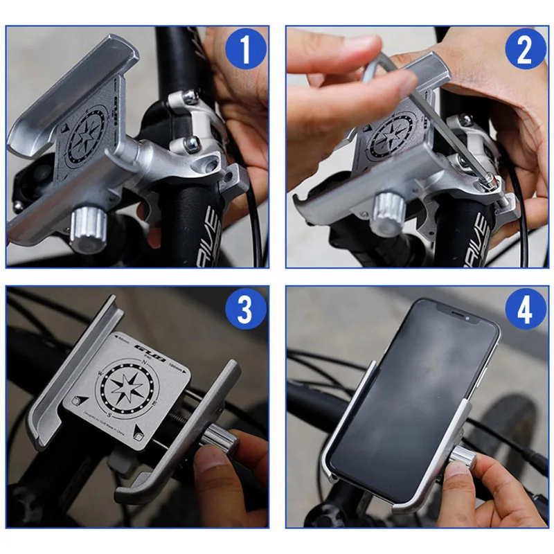 

GUB P40 Aluminum Alloy Bicycle Mobile Phone Holder 360 Rotating Adjustment Handlebar Brake Outdoor Riding Accessories JC