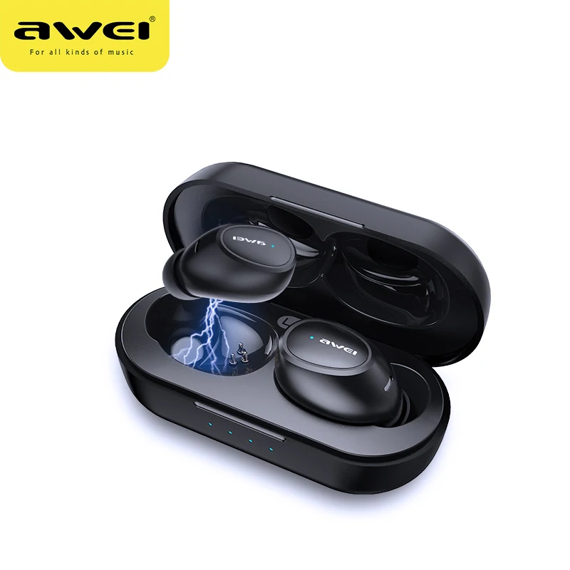 

Awei T16 Bluetooth V5.0 True Wireless Earbuds Earphone Headset with Charging Case Ergonomic Design - Black