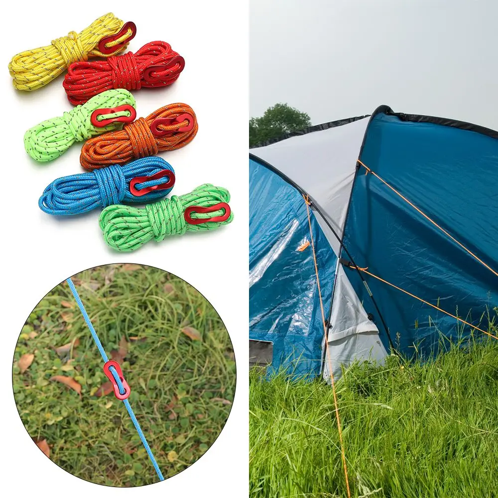 

Adjustable Tent Cord Tensioner Multiuse Colorful 4mm 13ft Reflective Ropes Camping Rope Canopy Pegs Tents Hang Lanyard