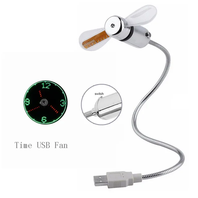 Clock USB fan Мини Гибкий светодиодный часы-вентилятор USB часы гаджеты офисный стол Охлаждение температура регулируемый дисплей вентилятор для ПК ноутбука Настольные подарки - Цвет: Clock USB fan