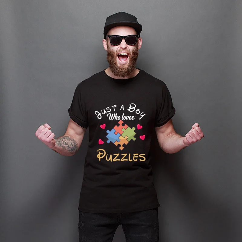 

New Arrival Jigsaw Puzzle Lover Crew Neck Classic Tee-Shirts Faddish Custom Tee Shirt Comfortable Cheap Tops For Men