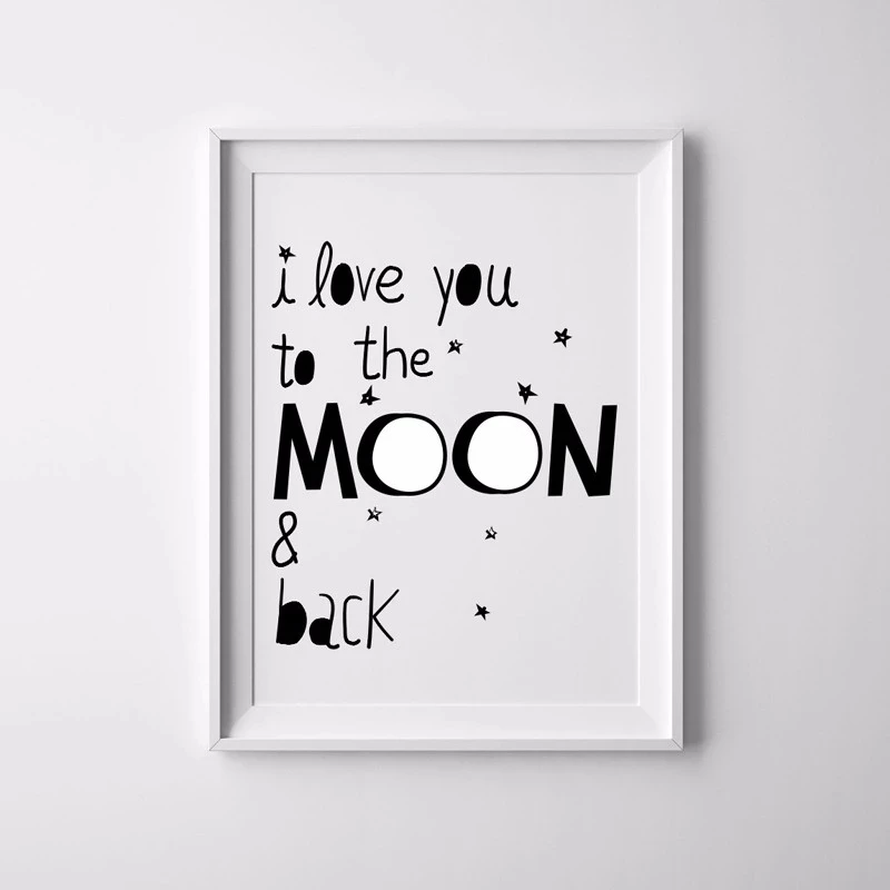 С надписью I love you to the moon and back (мама я тебя настенная живопись холст детская
