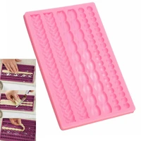 sugarcraft 3d knit rope silicone fondant cake mold border chocolate icing mould silicone mold