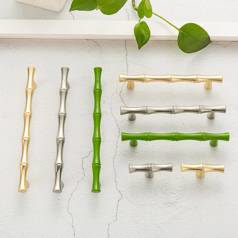 

KK&FING Zinc Alloy Bamboo Design Cabinet Door Handles Drawer Knobs Brushed Copper Cupboard Door Pulls Furniture Handle Hardware