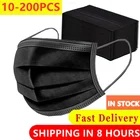 10-200 шт., одноразовая черная маска для лица, с фильтром