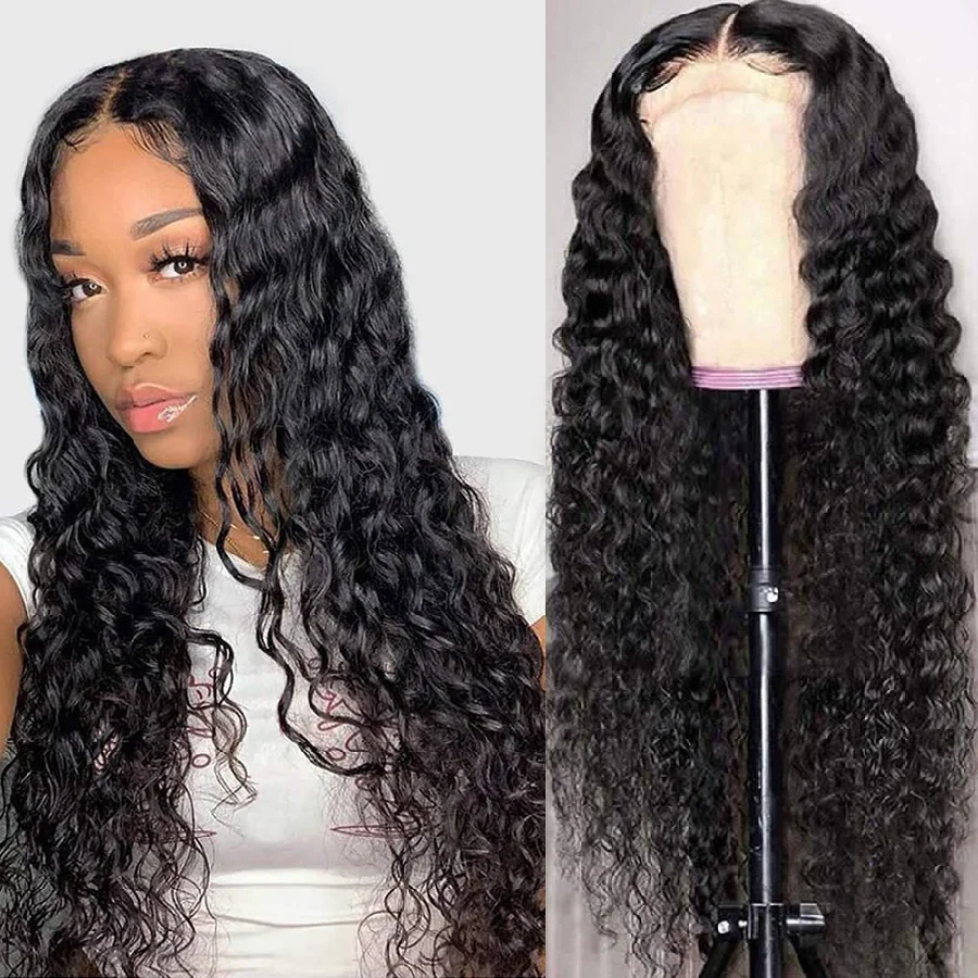 13x6 HD Water Wave Lace Frontal Wig 180% Remy Indian Hair 30 32 Inch Curly Lace Front Human Hair Wigs 4x4 5x5 6x6 Closure Wig