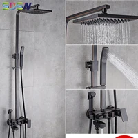 black bronze shower set sdsn brass bathroom shower faucet copper bath bidet rainfall shower head black bathtub shower system
