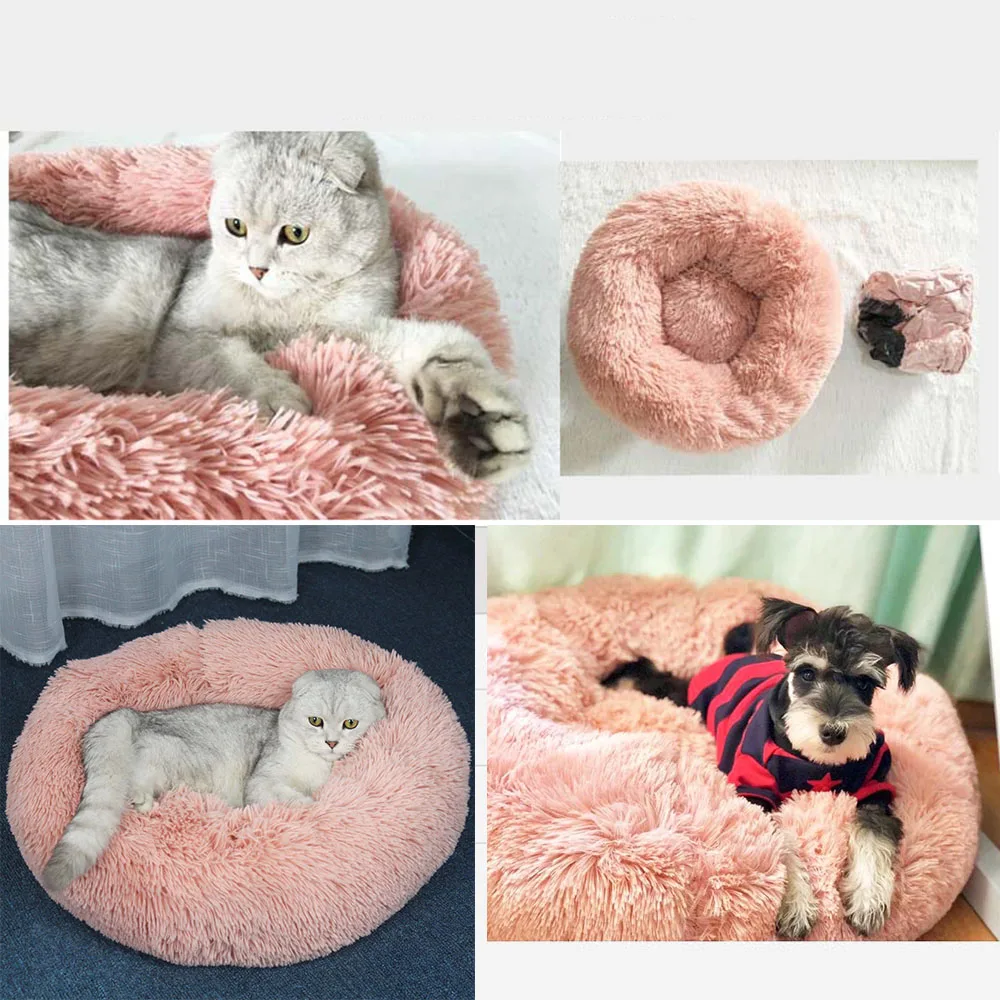 Теплая Флисовая собачья кровать 3 размера Круглый шезлонг для домашних животных