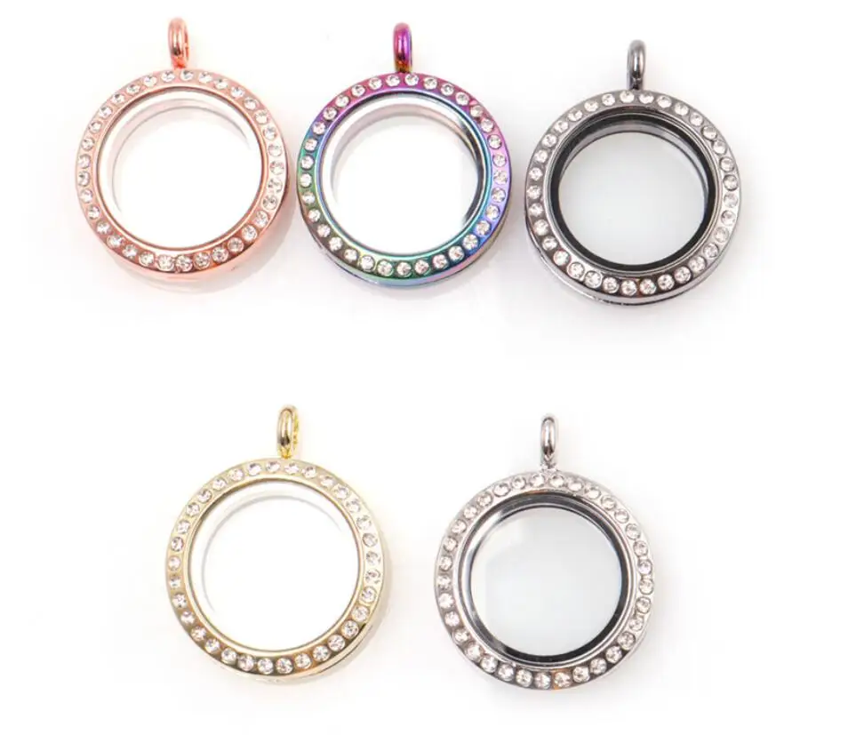 10 шт./лот Радуга 5 цветов на выбор стразы 25 мм круглый магнитный стеклянный подвесной медальон модных украшений.