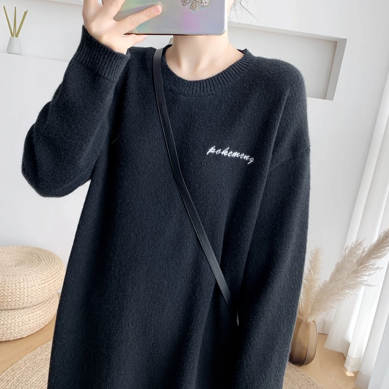 

Make firm offers qiu dong long over-the-knee inside take the knitted dress letters show thin wool dress female loose