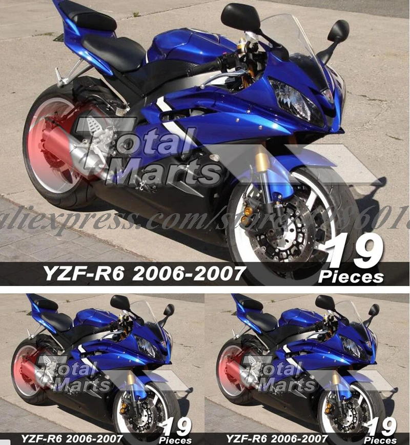 

Литьевая пресс-форма, новый комплект обтекателей из АБС-пластика для мотоцикла, подходит для модели r6 2006 2007 06 07, кузов под заказ, синий