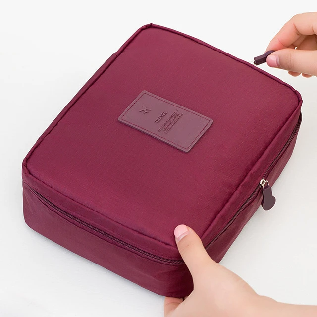 Wine red Женская косметичка для макияжа SNUGUG, косметичка для мытья, косметичка, органайзер для макияжа, сумка для хранения, сумка для дорожного набора, многофункциональная женская сумка, чехол - Цвет: Wine red
