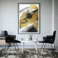 new chinese modern style ink abstract mysterious black and white geometric golden creative decor wall artwork painting poster