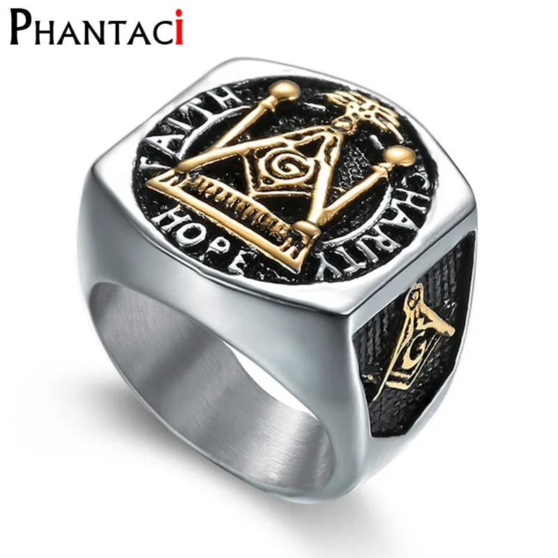 Большие кольца из нержавеющей стали для мужчин масон масонство ретро мужское