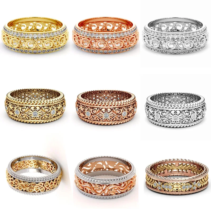 

Mifeiya Golden Silver Color Two-Tone Creative Pattern Hollow Engraving Ring For Women Anniversary Party Jewelry Accessories