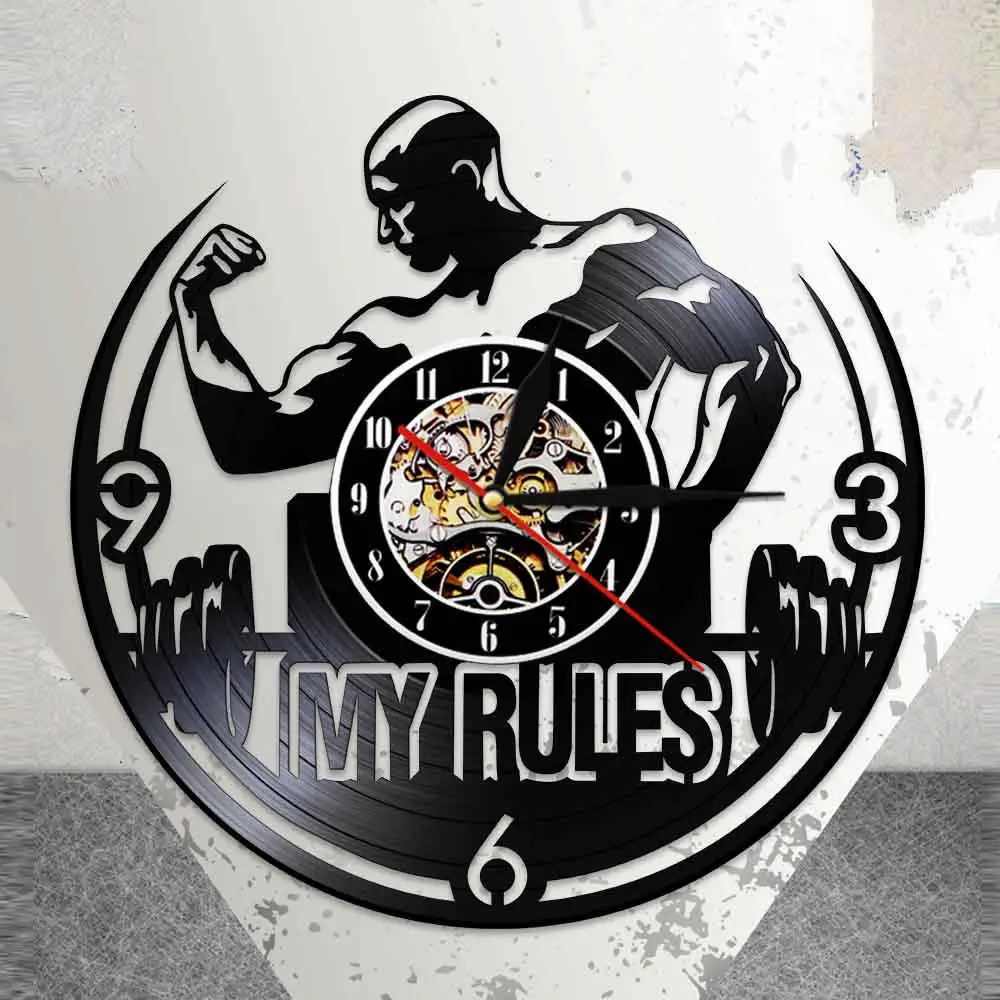 Мотивационные настенные часы My Rules с цитатами для тренажерного зала мужские
