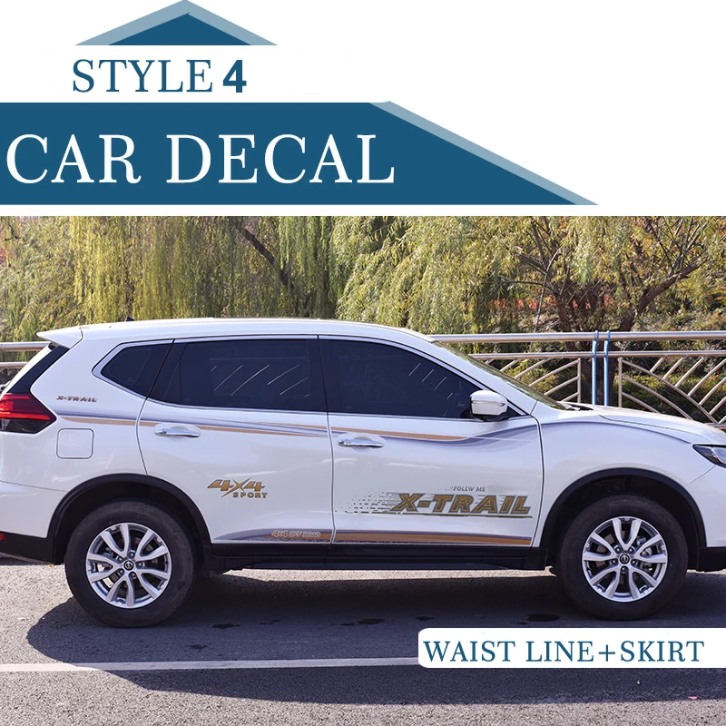 STYLE 4 Автомобильные наклейки гоночная Боковая дверь в полоску графическая виниловая цветная наклейка на заказ для NISSAN X-TRAIL - Название цвета: STYLE 4