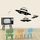 3 виниловые наклейки на стену с инопланетянином космическим кораблем, НЛО, Стикеры для дизайна интерьера, художественный Декор для комнаты, домашний декор WL1581