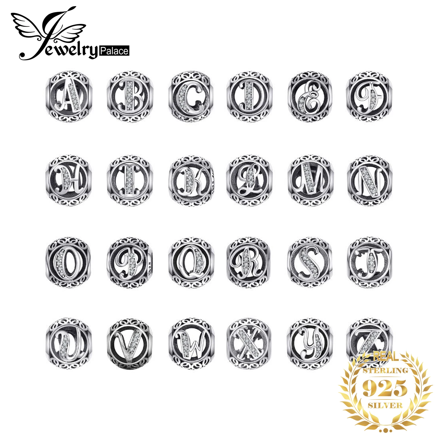 JewelryPalace Мода Письмо A-Z кубического циркония Aucthentic 925 пробы серебряный шарм для изготовления браслет DIY ювелирных подарок