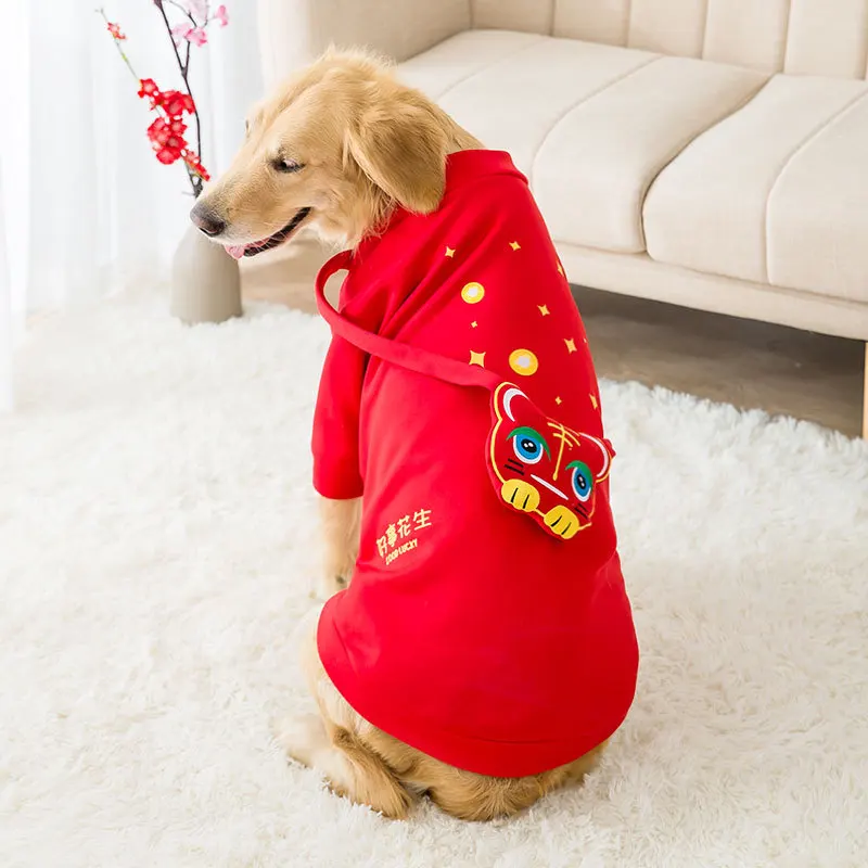 

Dog Clothes Big Dog Autumn and Winter New Year Sweater Golden Retriever Samoyed Medium and Large Dog Two-legged Pet Clothes