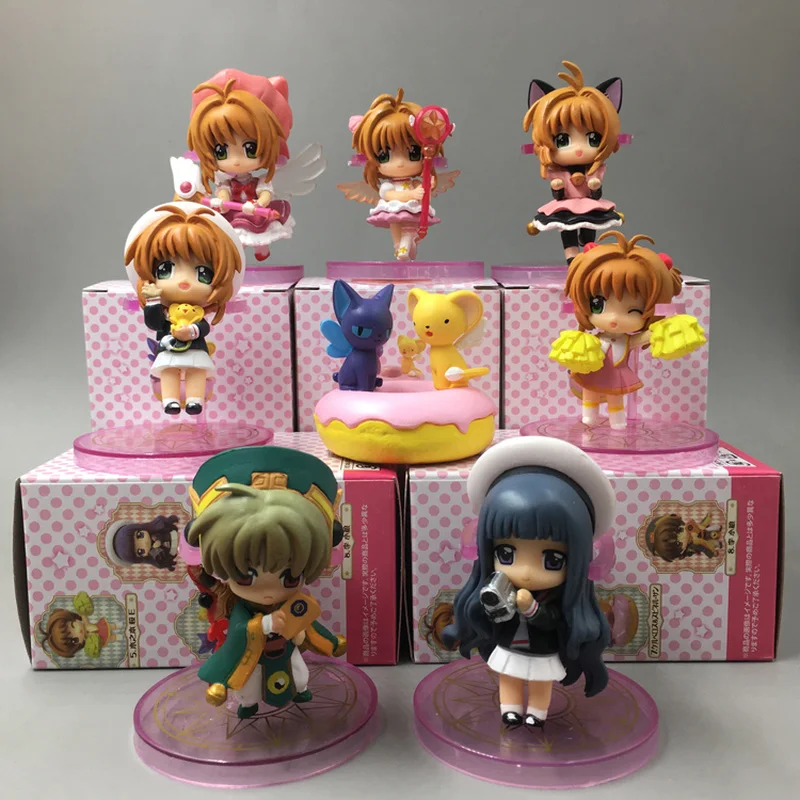 

8Pcs Anime Cardcaptor Sakura Action Figures KINOMOTO SAKURA Suit PVC Collection Ornaments Model Toy Gifts for Girls
