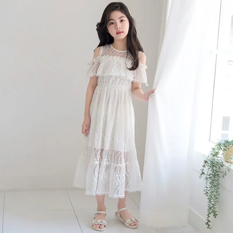 

Toddler Kids Baby Girl New 2020 Summer Dress Off Shoulder Lace Dresses Princess Girls Party Vestidos Children Girl Clothes W275