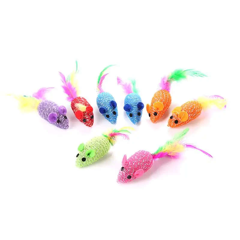 

Игрушки для кошек, ложная мышь, игрушки для кошек, мини забавные игрушки для кошек с красочным пером, плюшевые мини-игрушки для мыши