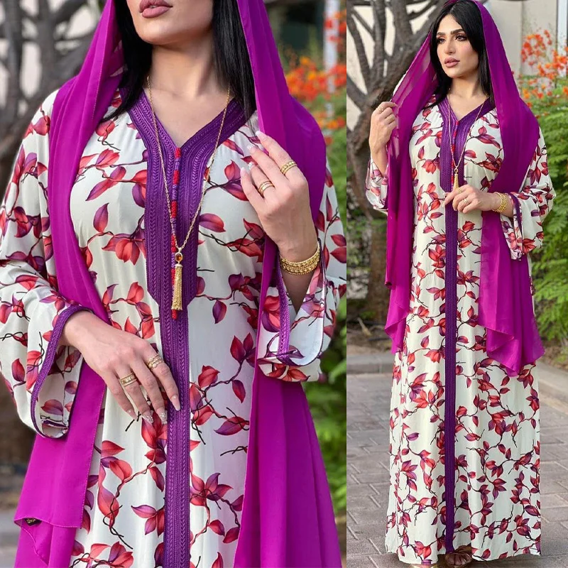 Abaya Дубай мусульманское платье модное женское элегантное хиджаб 2021 Caftan размера