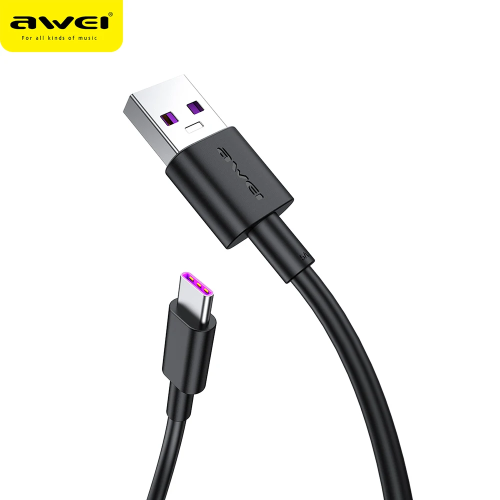 Наушники вкладыши Awei CL 77T 5A Быстрый зарядный кабель с разъемом USB Type C 40 Вт